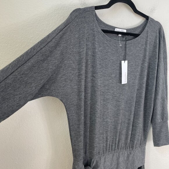 NEW Michael Stars Womens Large Charcoal Dress Tie Waist Dolman Sleeve - Picture 9 of 9